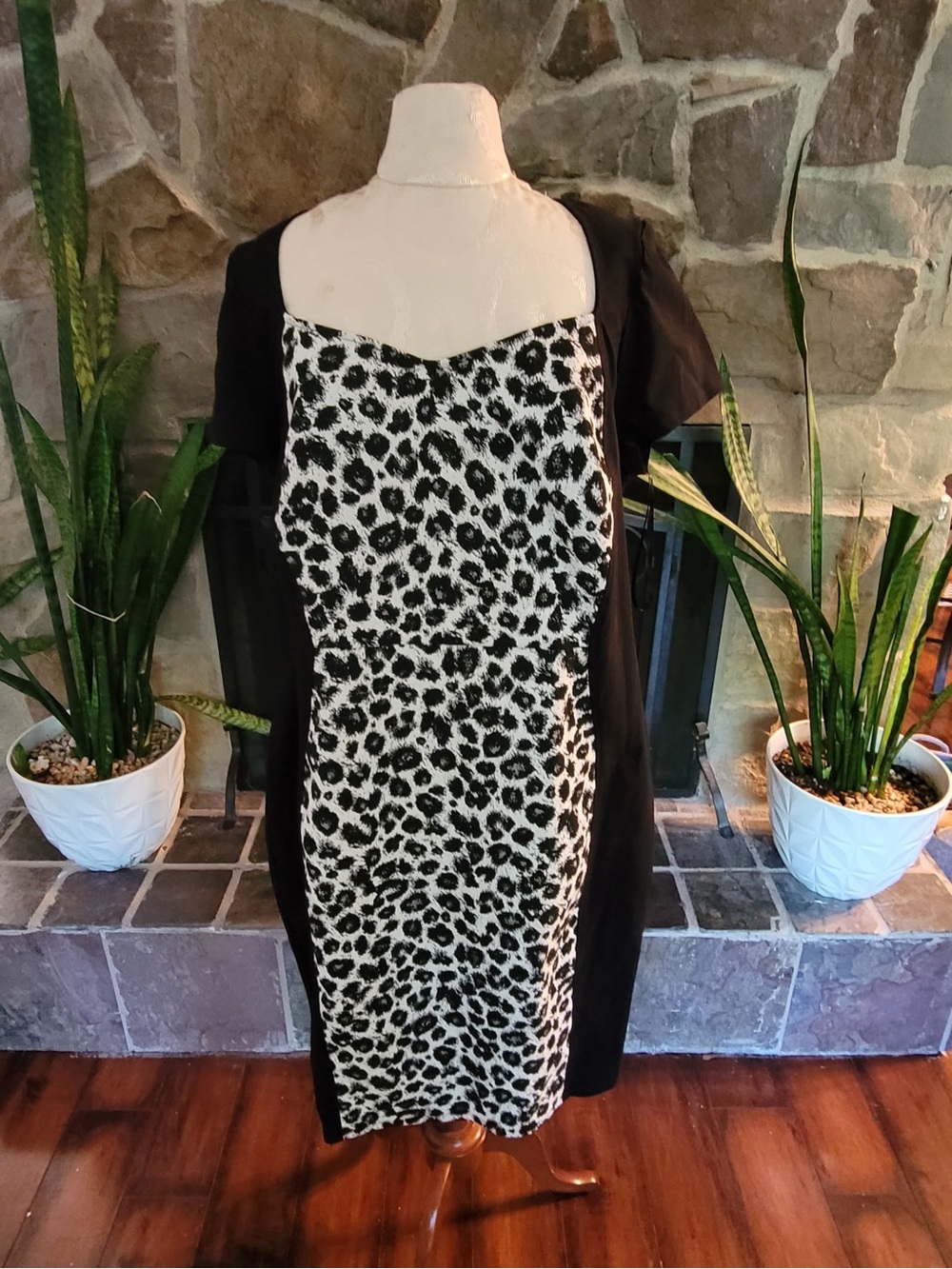 Lane Bryant Cheetah Print Sheath Dress Sz 18 Sweetheart Black White NWT Plus